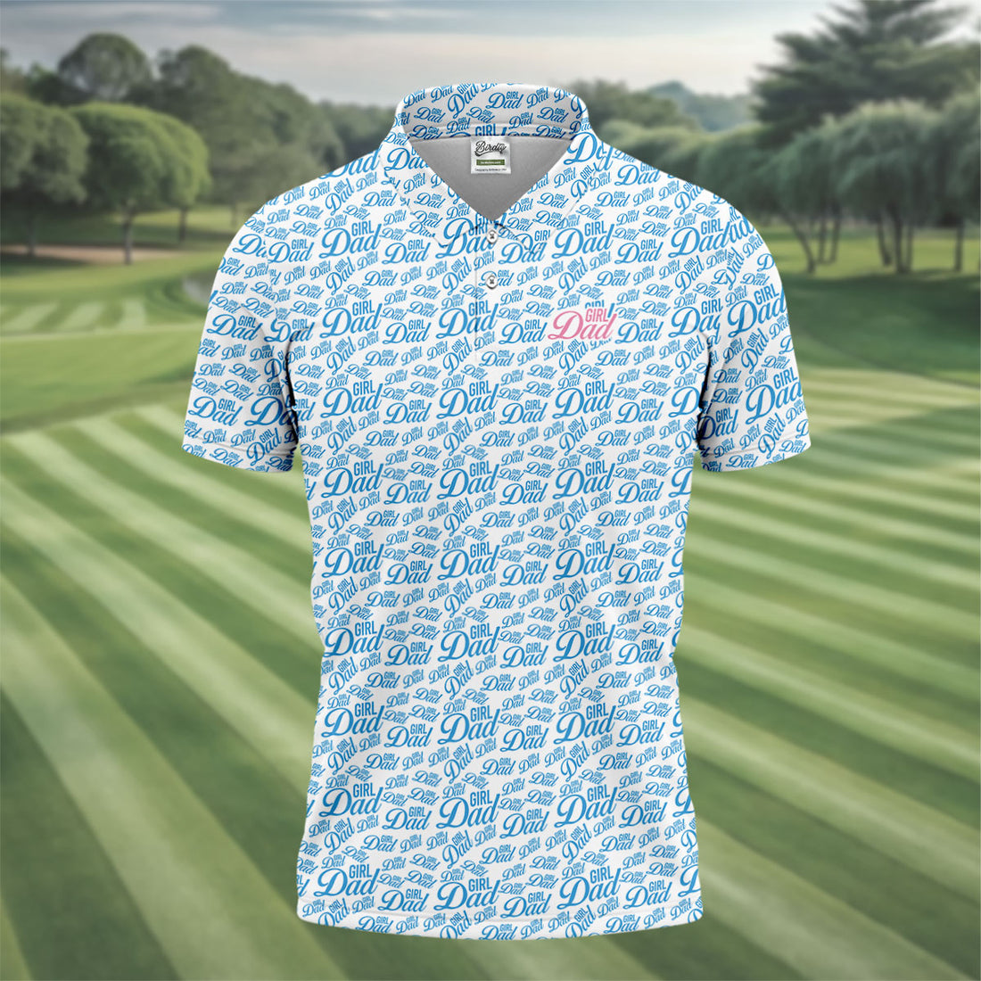 Blue Girl Dad All Over Print Golf Polo Shirt, Printed Golf Shirts, Golf Apparel For Men