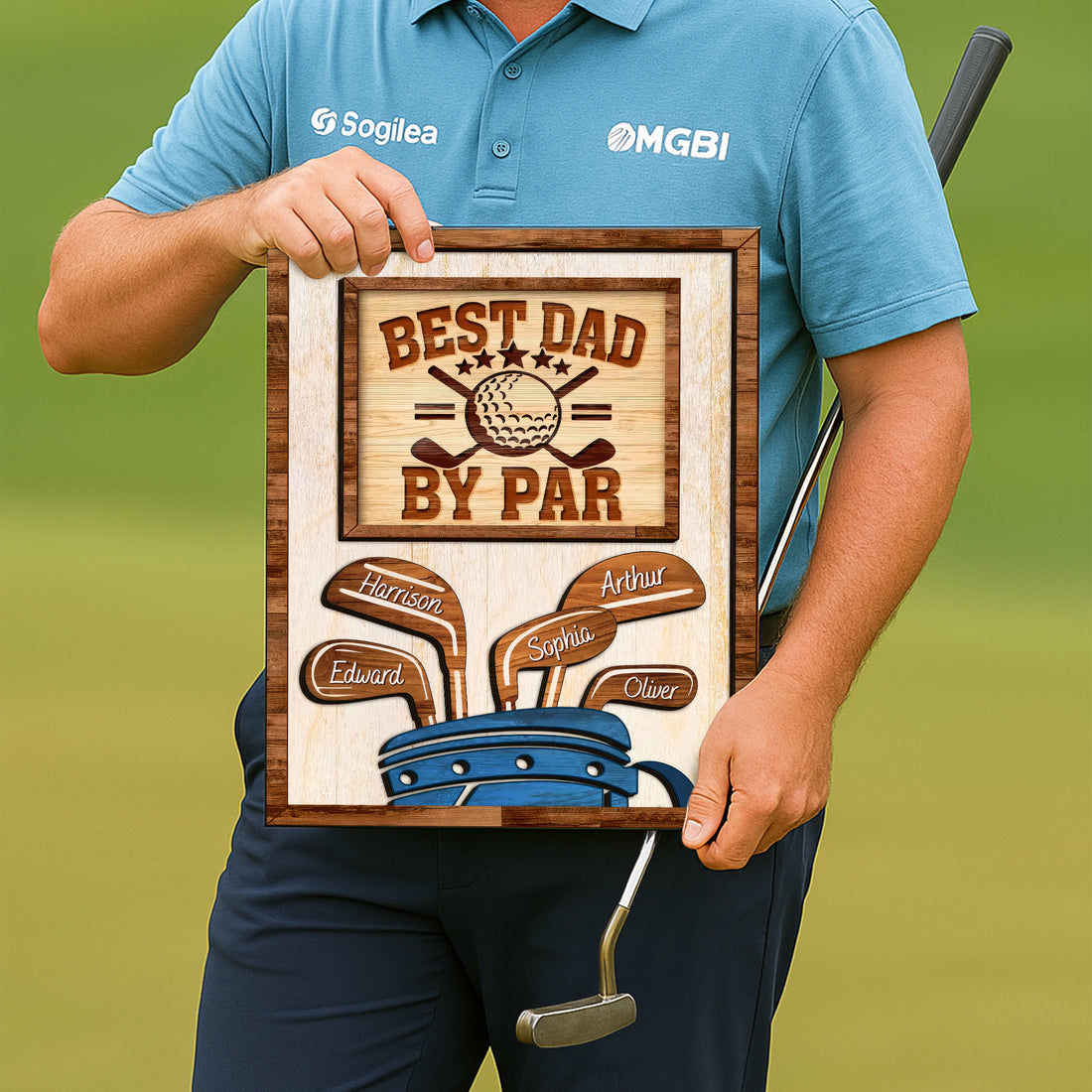 Best Dad By Par Custom Golf Wood Sign, Golf Wall Art, Dad Golf Gifts