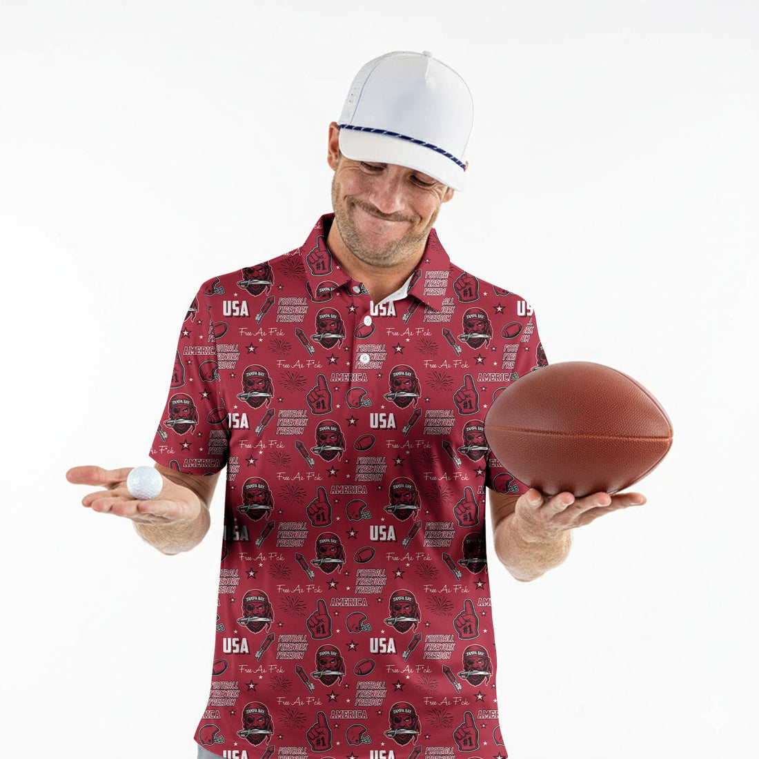 Pirate Character Red Sport Polo, American Football League Gift Ideas For Football Fans