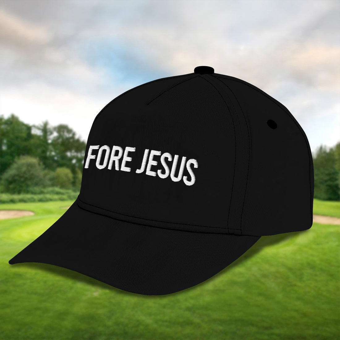 Fore Jesus White Embroidered Baseball Cap, Funny Dad Hat, Christmas Golf Gift