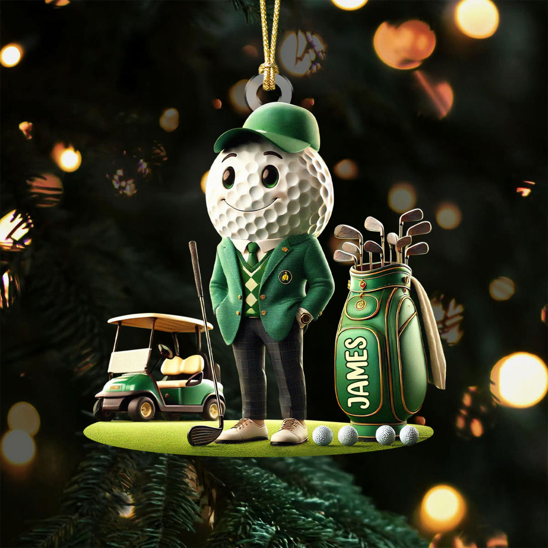 The Champion Fun Golf Ball Acrylic Ornament, Golf Xmas Ornaments, Golf Christmas Gifts, Golf Decor
