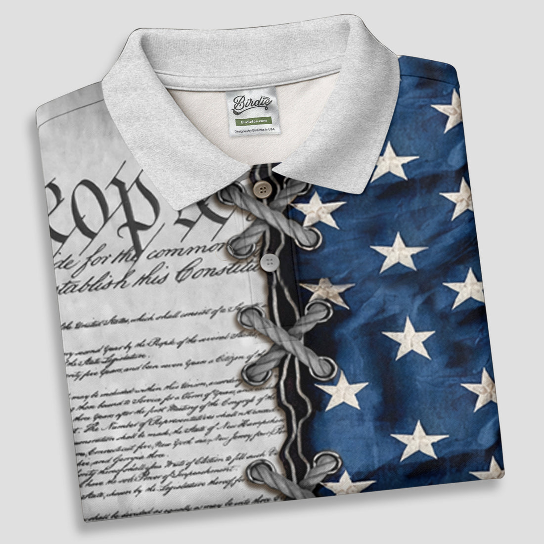 We The People Preamble Patriotic 4th Of July Grey Golf Shirt, 250th Anniversary Women's Golf Tops