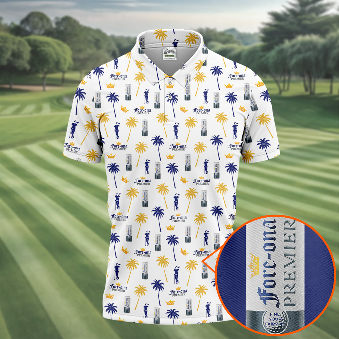 Fore-ona Premier Find Your Fairway Golfer Drinking Men's Funny Golf Shirts, Golf Shirts For Men