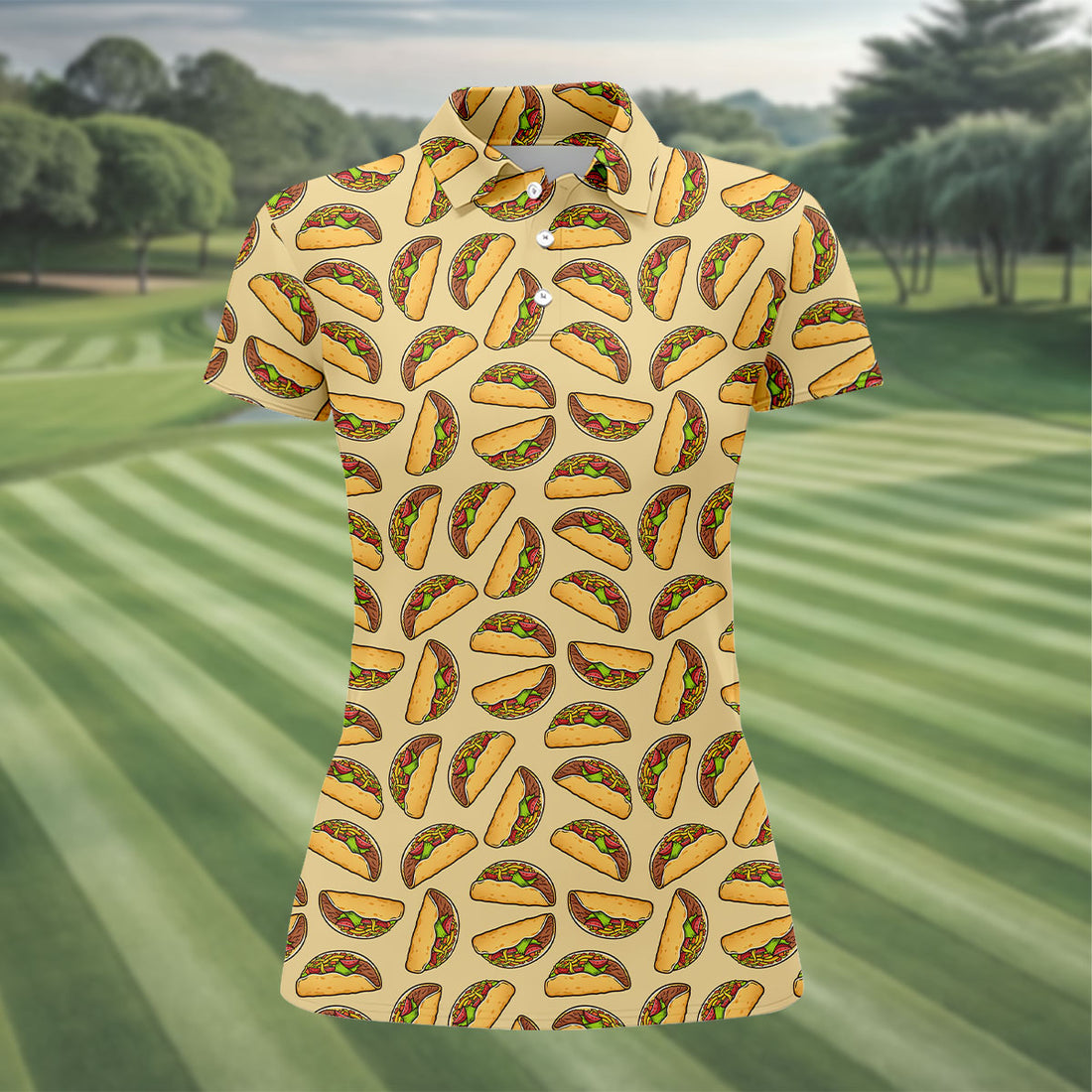 Taco Seamless Pattern Cinco De Mayo Celebration Fiesta Themed Tropical Pattern Golf Shirt For Women
