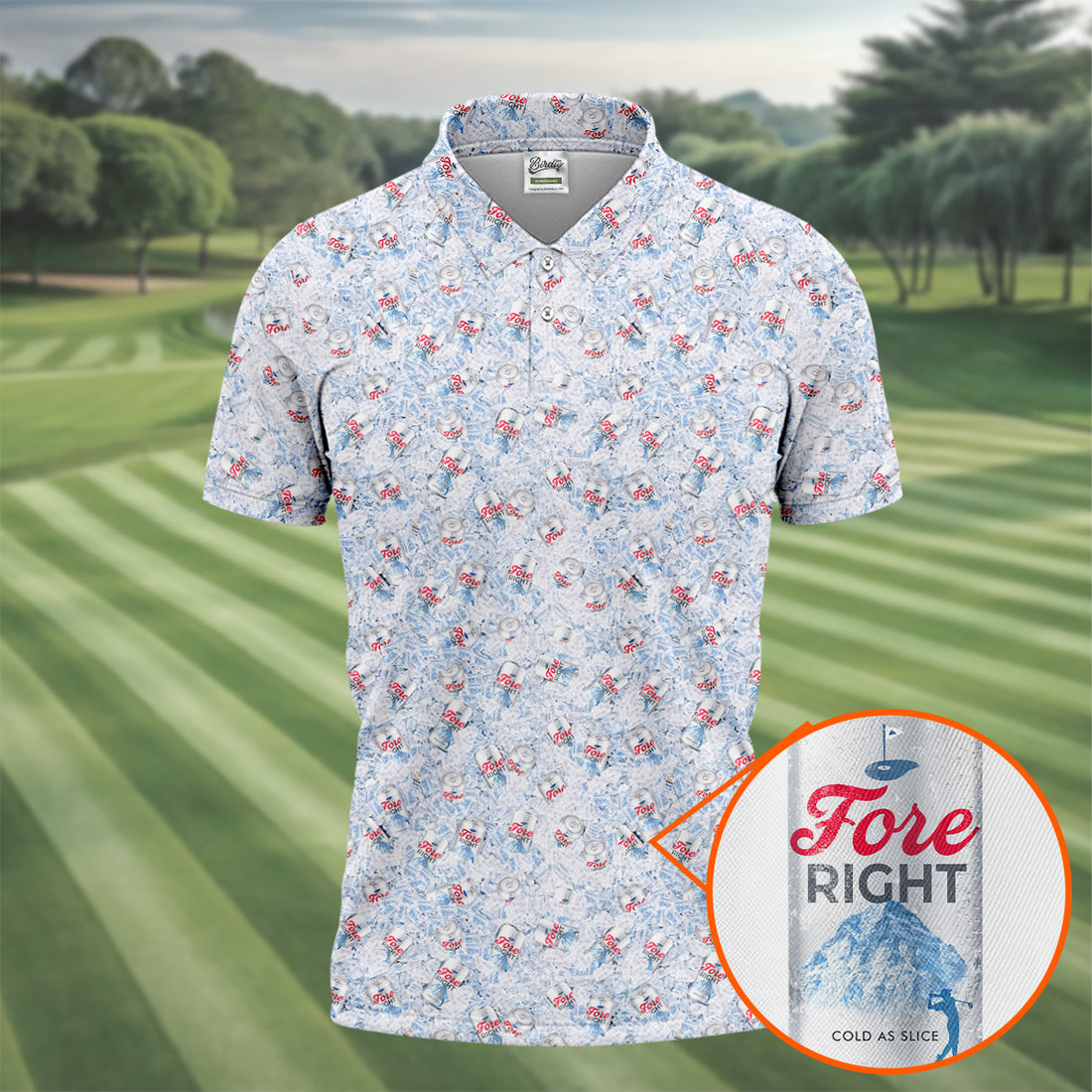 Fore Right Cold As Slice Golf And Beer Men's Funny Golf Shirts, Golf Shirts For Men
