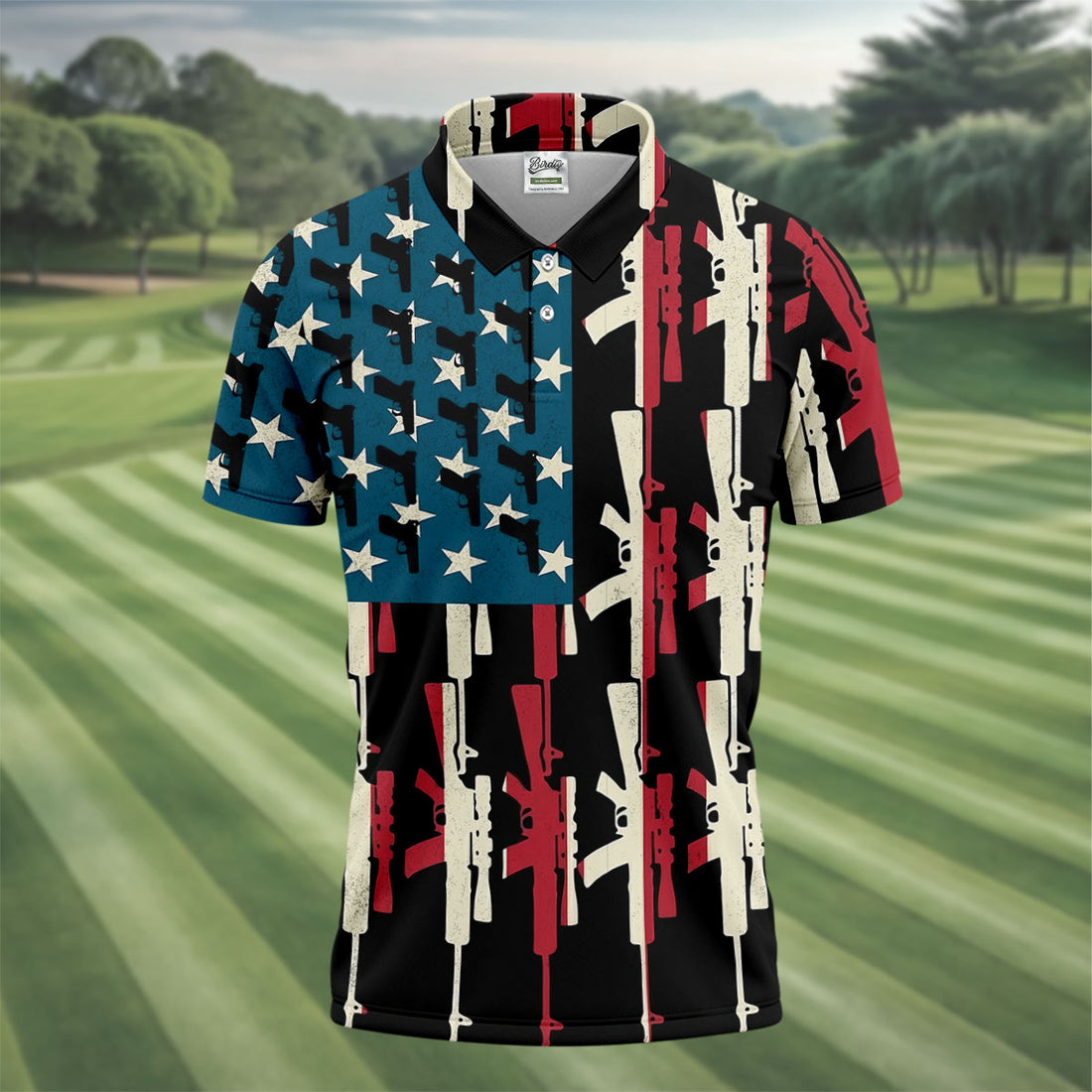 American Flag Pattern Army Theme Patriotic Golf Shirt, 250th Anniversary Golf Shirts For Men, Polo Shirts For Men