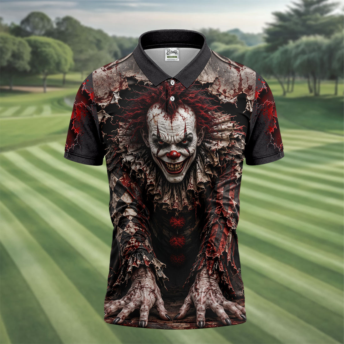 Torn Wall Horror Character Halloween Golf Shirt, Golf Apparel For Men, Mens Golf Shirts