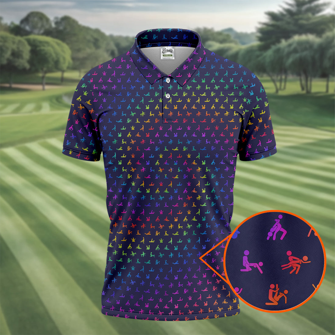 Naughty Position Adult Humor Rainbow Effect Men's Golf Polo Shirts, Golf Gift For Men, Golf Shirts For Men