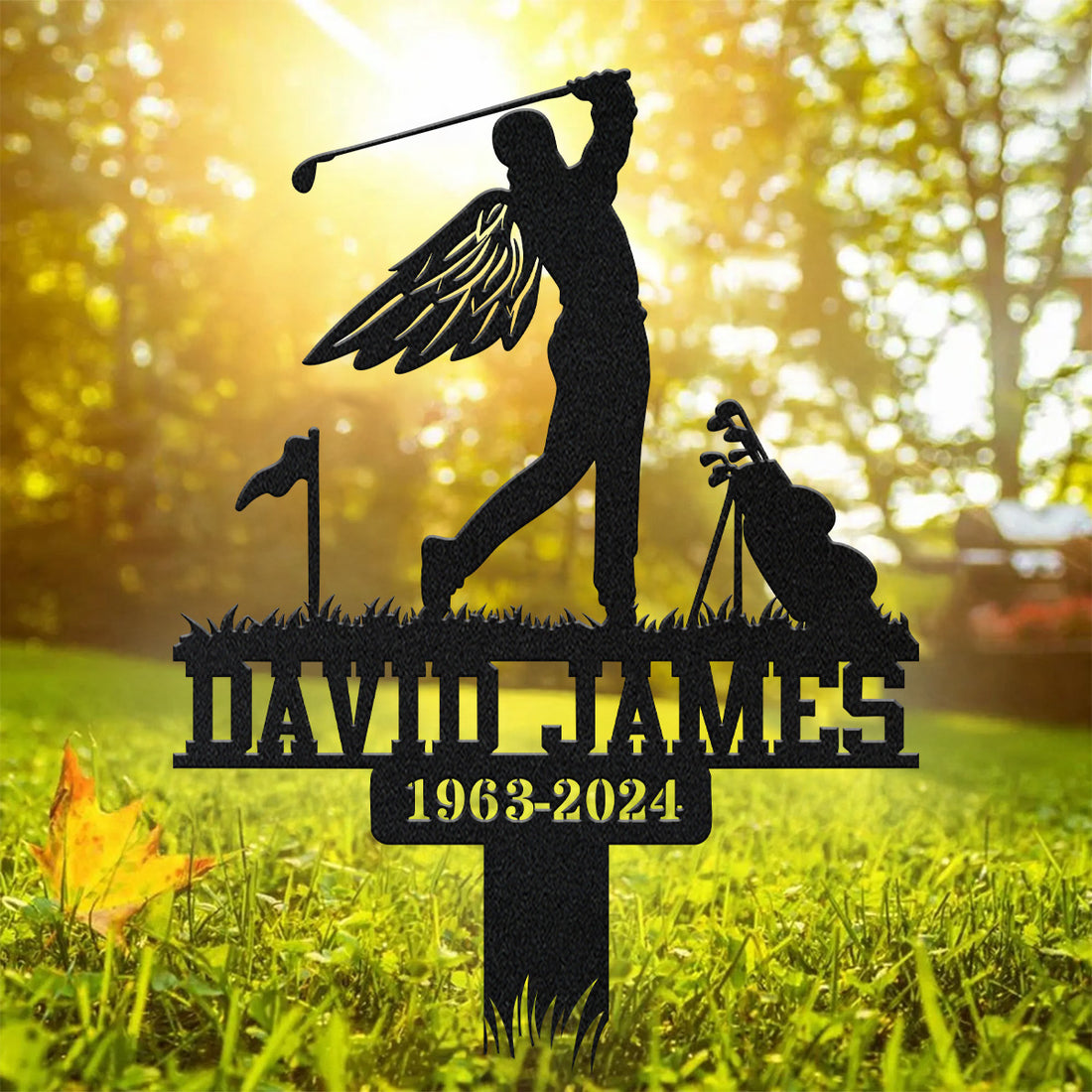 Custom Golf Memorial Metal Grave Marker, Outdoor Garden Decor, Golfer Memorial Gift