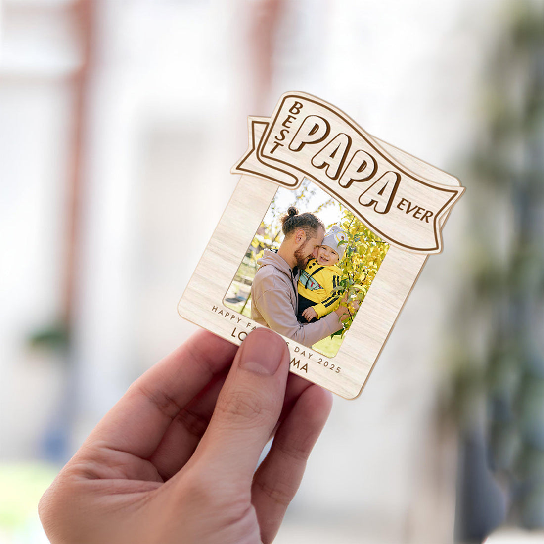 Best Papa Ever Custom Photo Car Visor Clip, Christmas Golf Gift