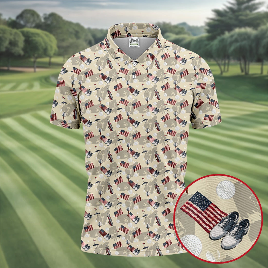 American Flag Pattern 250 Celebration Vintage Golf Shirt, Patriotic 4th Of July Golf Shirts For Men
