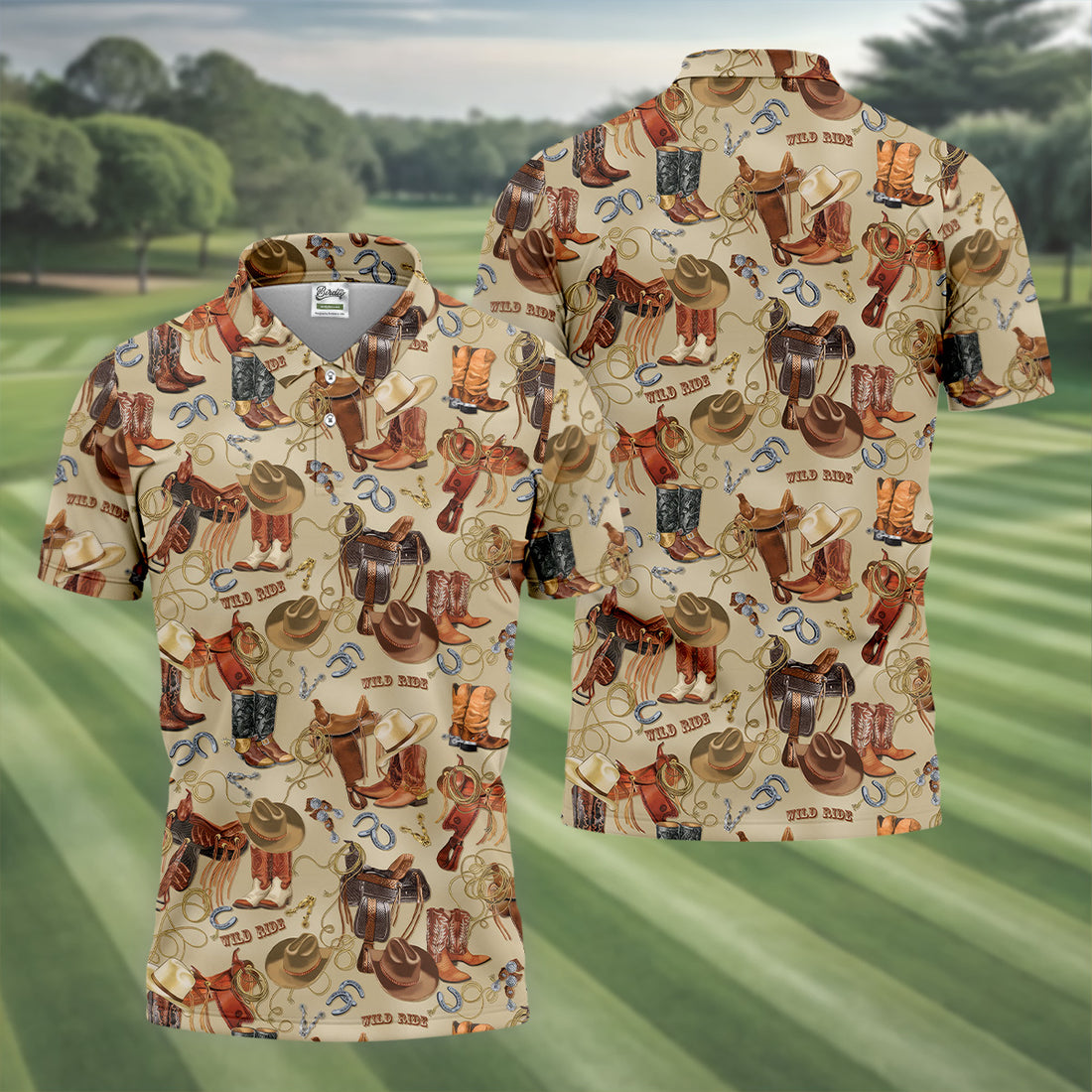 Wild Ride Western Ways Golf Shirt, Golf Tops For Men, Golf Polo Shirt, Golfing Apparel