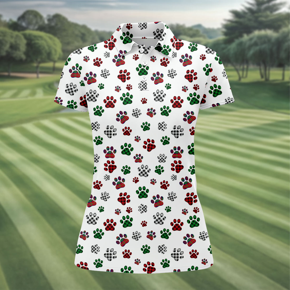 A Heartbeat At My Feet Paw Print Polo Shirt Dog Lover Gift, Ladies Golf Shirts, Golf Gifts For Women