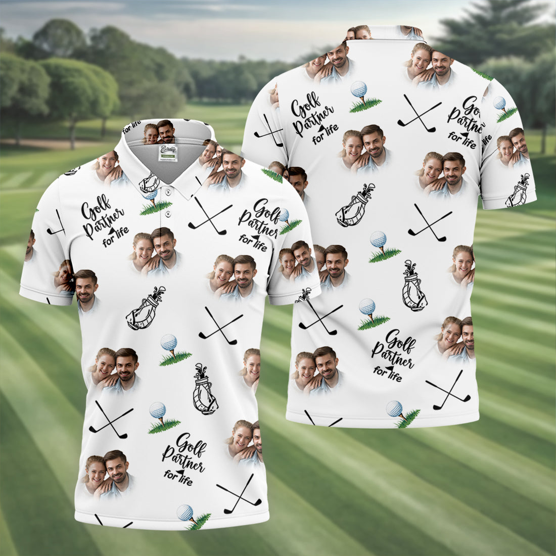 Golf Partner For Life Custom Photo White Golf Tops For Men, Valentines Golf Gift, Golf Gift For Men