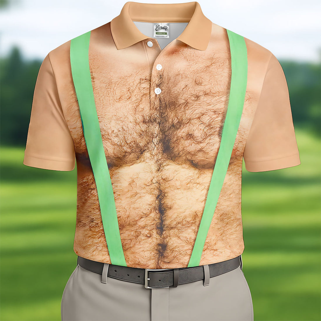 Funny Hairy Chest Illusion Golf Polo Shirt, Golf Polo Shirts For Men, Mens Golf Apparel