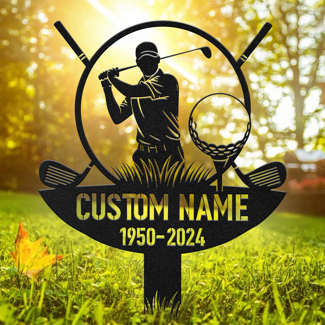 Custom Golfing Memorial Metal Stake, Golf Sign, Golfer Grave Marker, Metal Stake