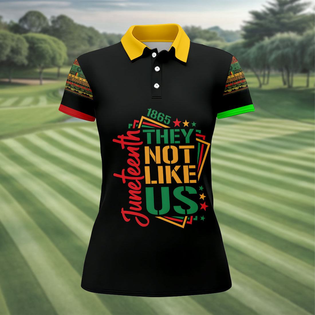 Juneteenth They Not Like Us 1865 Heritage Golf Polo Shirt, Golf Shirts For Women, Women's Golf Apparel