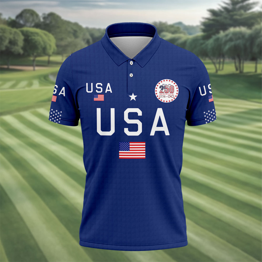 Free For 250 Years Patriotic Golf Shirt, 4th Of July Golf Shirt, 250th Anniversary Polo Shirts For Men