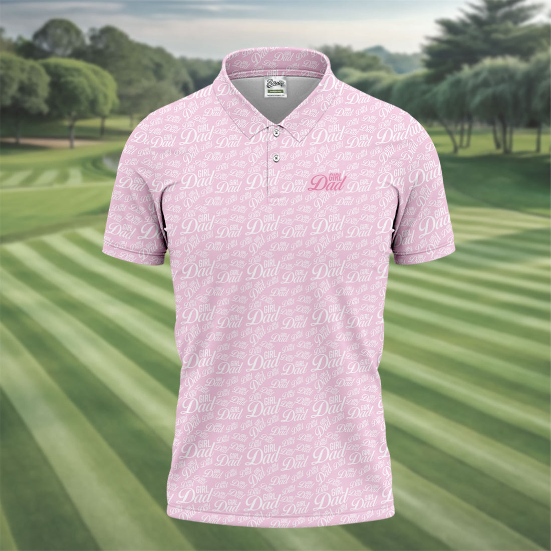 Pink Girl Dad All Over Print Golf Polo Shirt, Golf Polo Shirts For Men, Mens Golf Apparel
