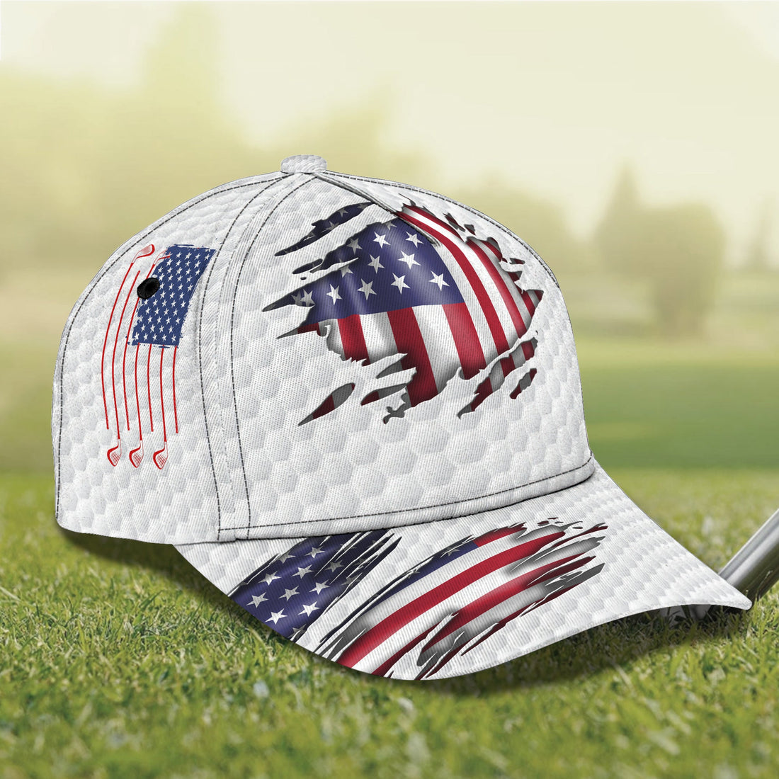 US Flag Cap, 3D Full Print Golf Cap, Gifts For Golfers