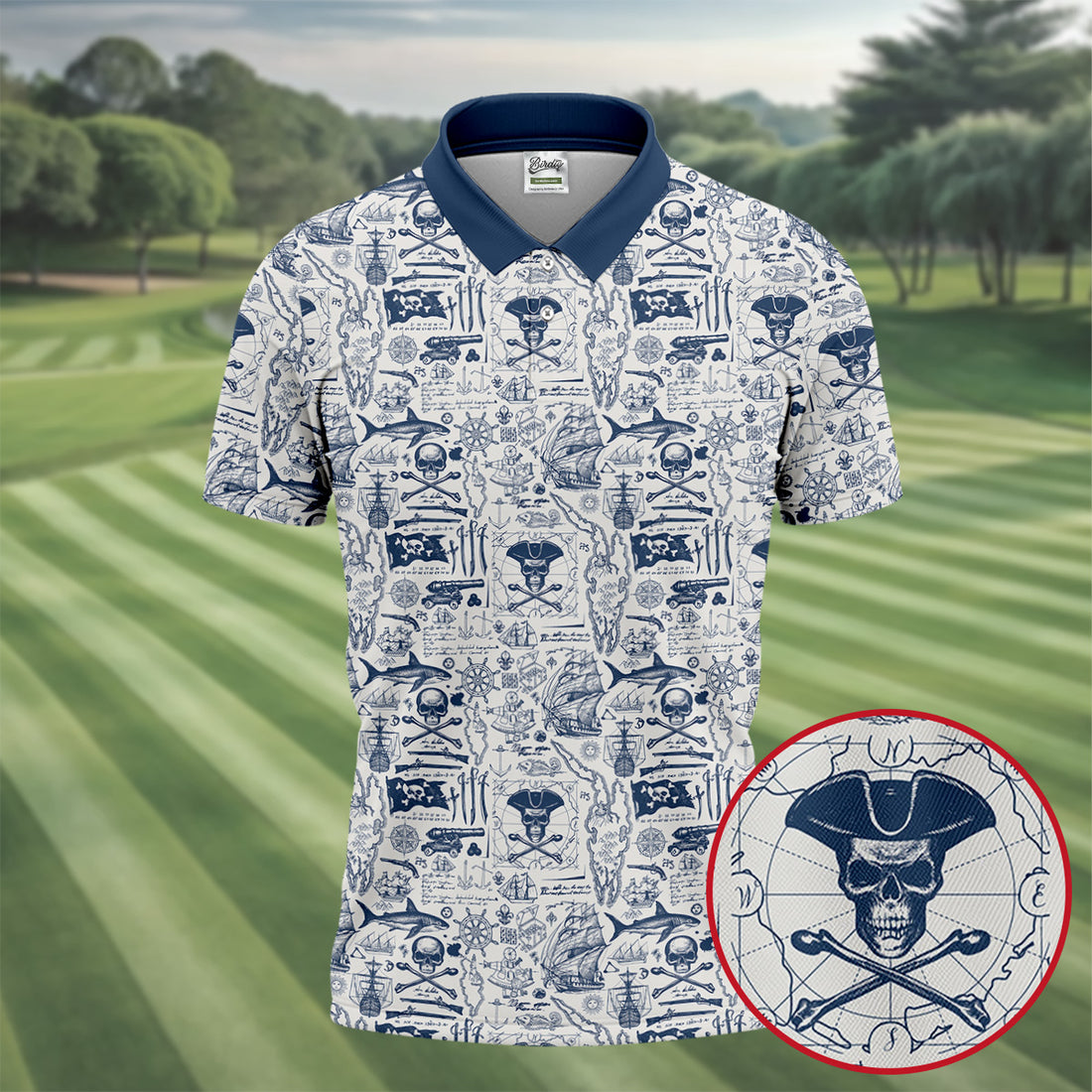 Skull Pirate Ocean Adventure Vintage Golf Shirt, Polo Shirts For Men, Golf Shirts For Men