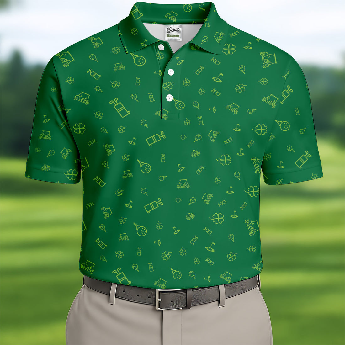 Golf And Beer Lucky Four Leaf Clover St Patrick's Day Green Golf Tops For Men, Golf Gift For Men