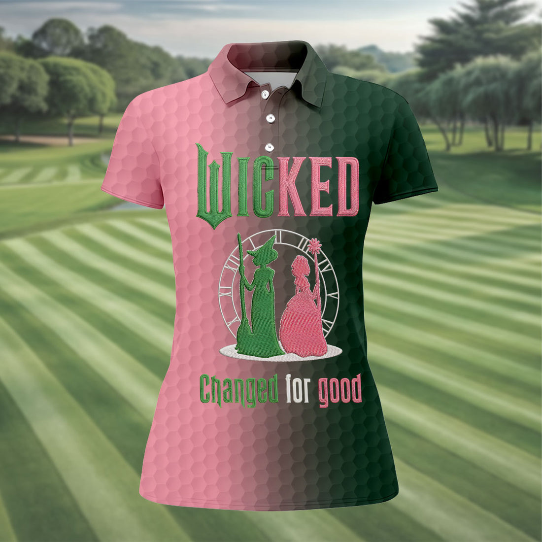 Wicked Changed For Good Embroidered Golf Shirt, Women's Golf Polo, Printed Golf Shirt