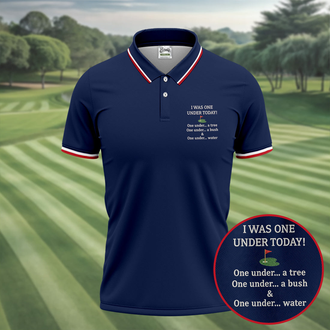 I Was One Under Today Navy Golf Shirt, Funny Golf Shirt, Golf Shirts For Men, Polo Shirts For Men