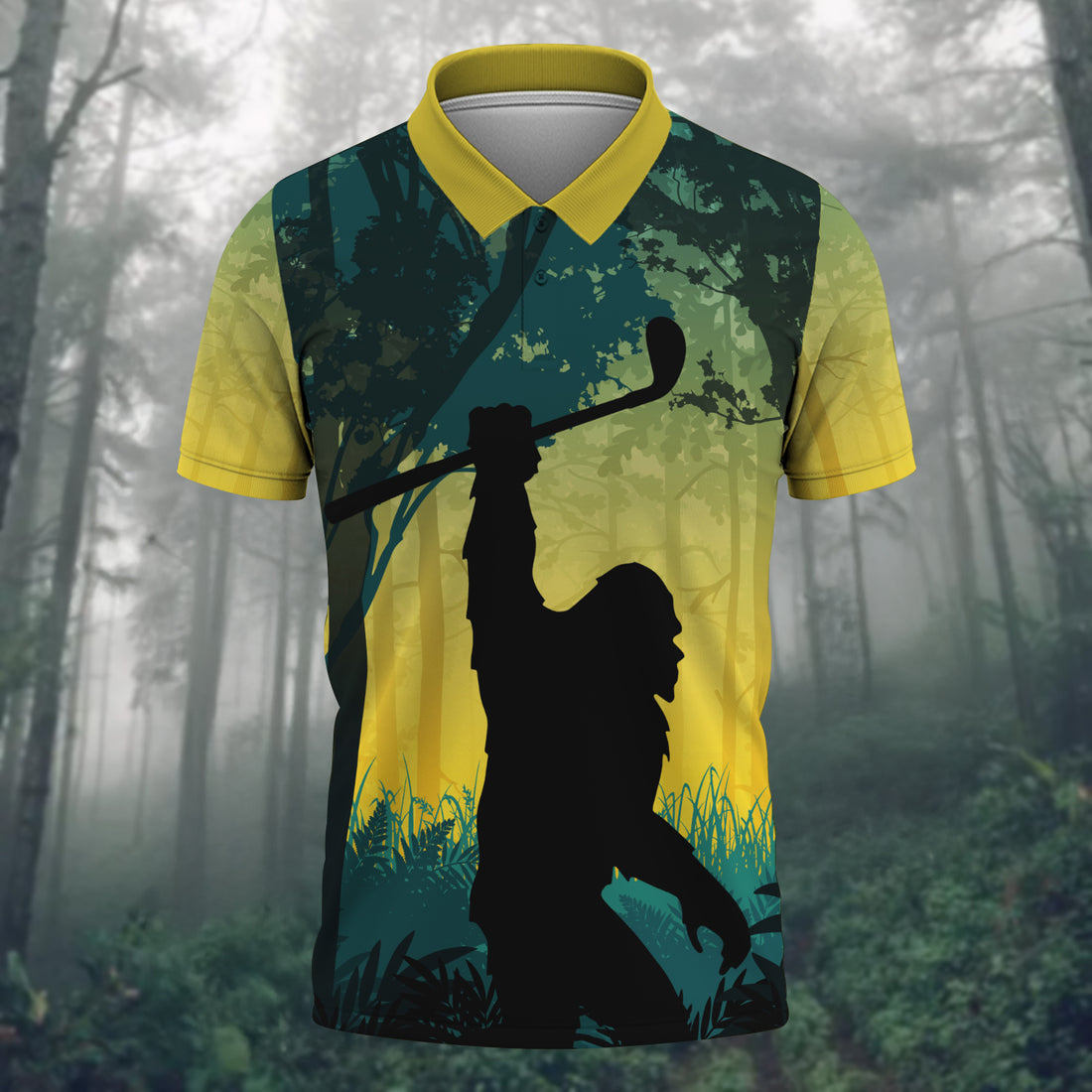 Bigfoot Men's Golf Polo Shirt, Golfing Apparel, Mens Golf Gift, Funny Golf Shirt