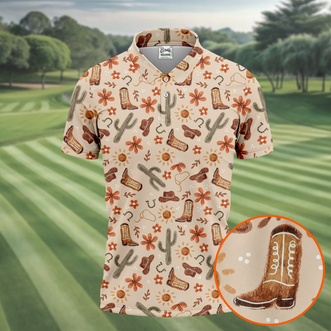 Colorful Western Cowboy Boots Pattern Hawaiian Golf Shirt, Golf Apparel For Men, Mens Golf Polo (Copy)