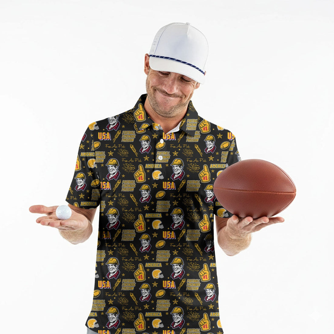 Steely McBeam American Patriotism Sport Polo, American Football League Gift Ideas For Football Fans