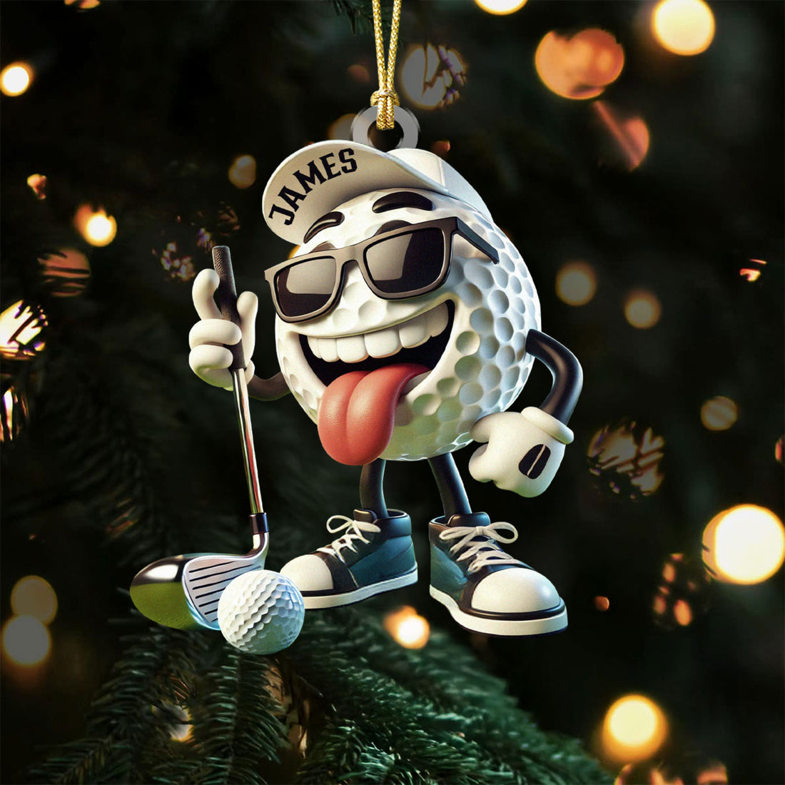 Funny Cool Custom Golf Ball Acrylic Ornament, Golf Xmas Ornaments, Golf Christmas Gifts, Cool Golf Gift