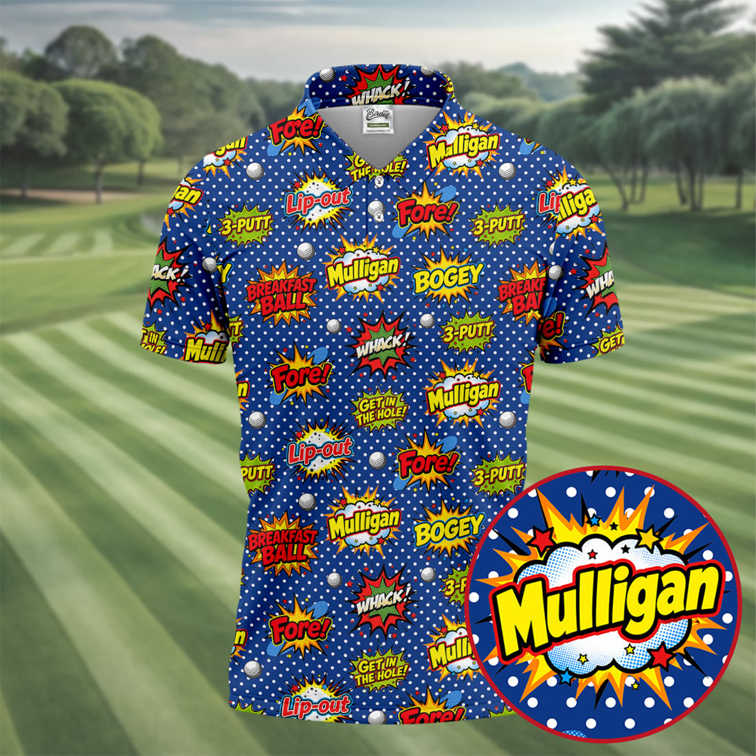 Funny Comic Pop Art Golf Shirt, Fun Golf Polo Shirt, Golf Shirts For Men