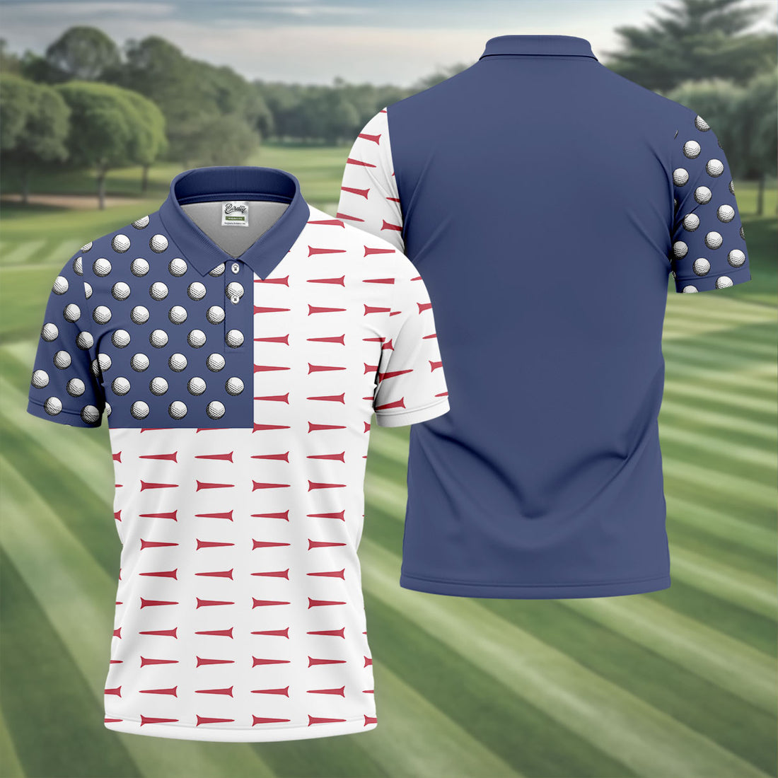 American Flag Men's Golf Polo Shirt, Men's 4th Of July Shirts, USA 250 Anniversary Golf Shirt, Gifts For Golfing Dad