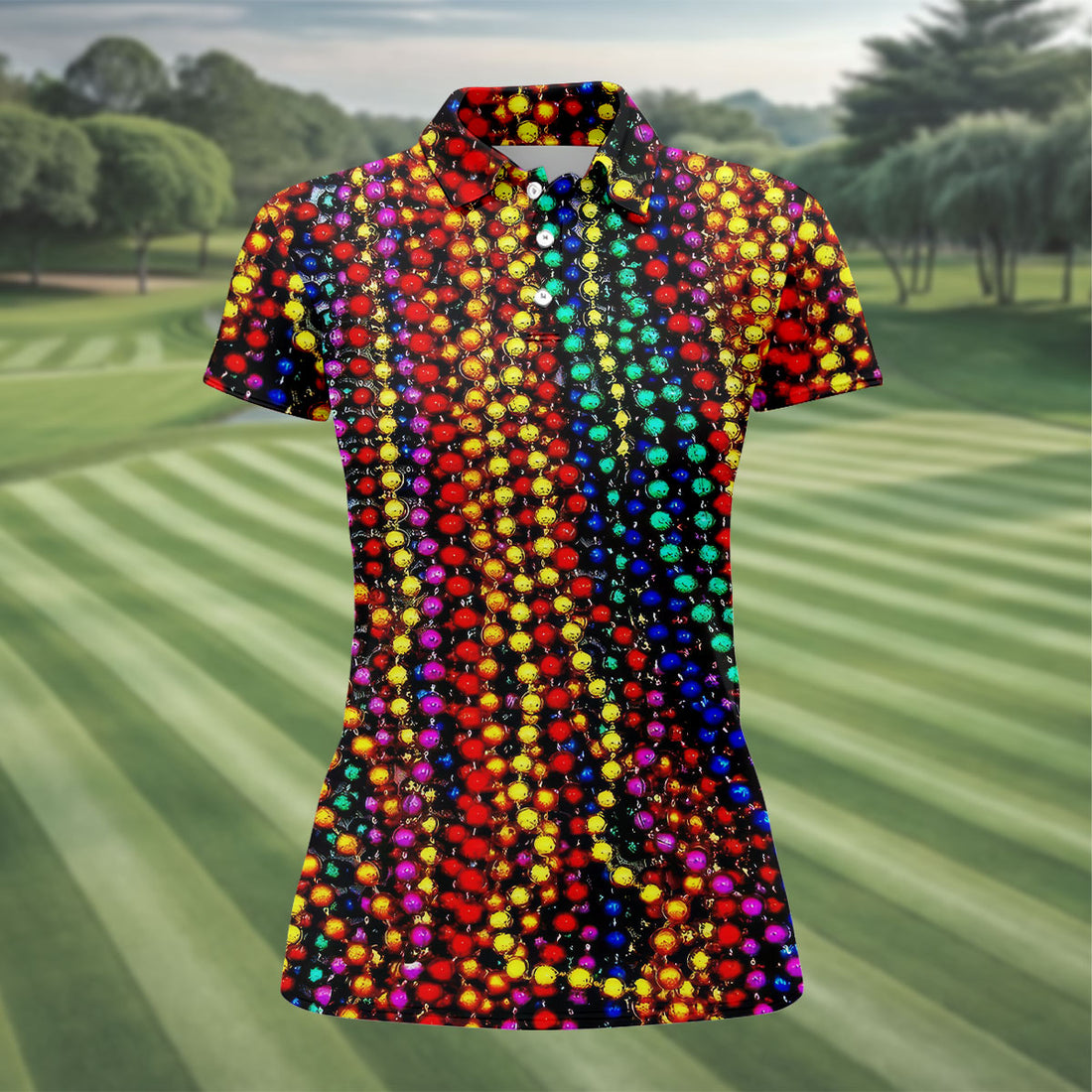 Colorful Beads Mardi Gras Golf Shirt, Women's Golf Shirts, Ladies Golf Polos, Golf Shirt For Women