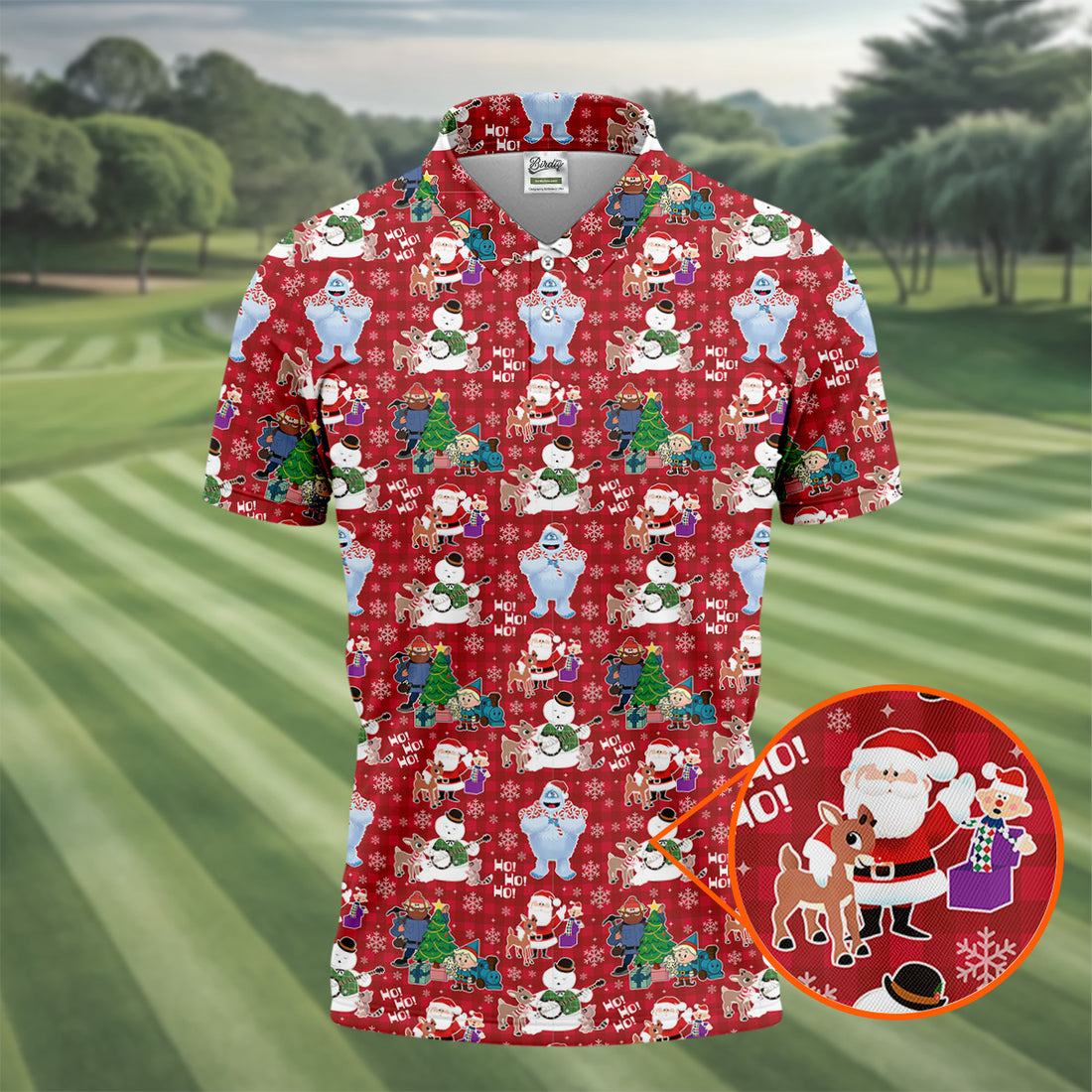 Ho Ho Ho Santa Snowman Men's Golf Polo Shirts, Christmas Golf Shirt, Polo Shirts For Men