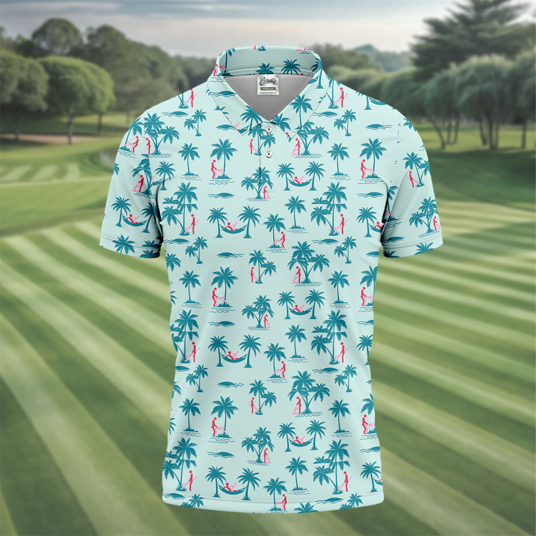Tropical Beach Golf Paradise Polo Shirt, Golf Polo Shirts For Men, Printed Golf Shirts