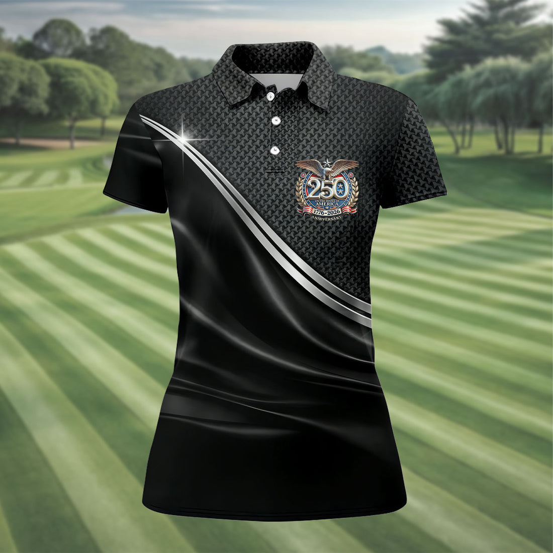 United States 250th Anniversary 4th Of July Golf Shirt, Patriotic Golf Shirt, Satin Print Women's Golf Tops
