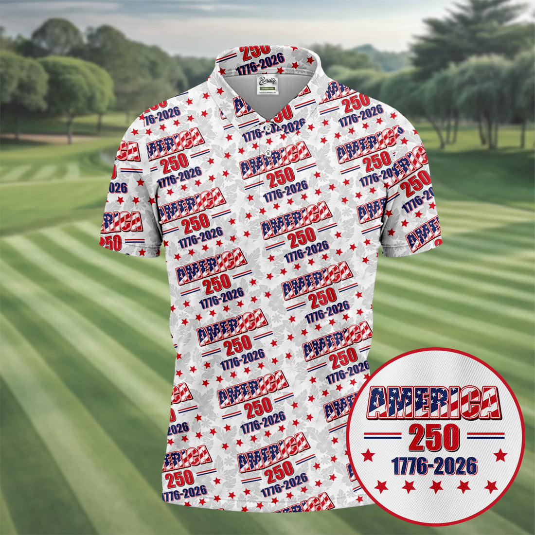America 250 Tropical Floral 4th Of July Golf Shirt, Patriotic Golf Shirt, Golf Shirts For Men