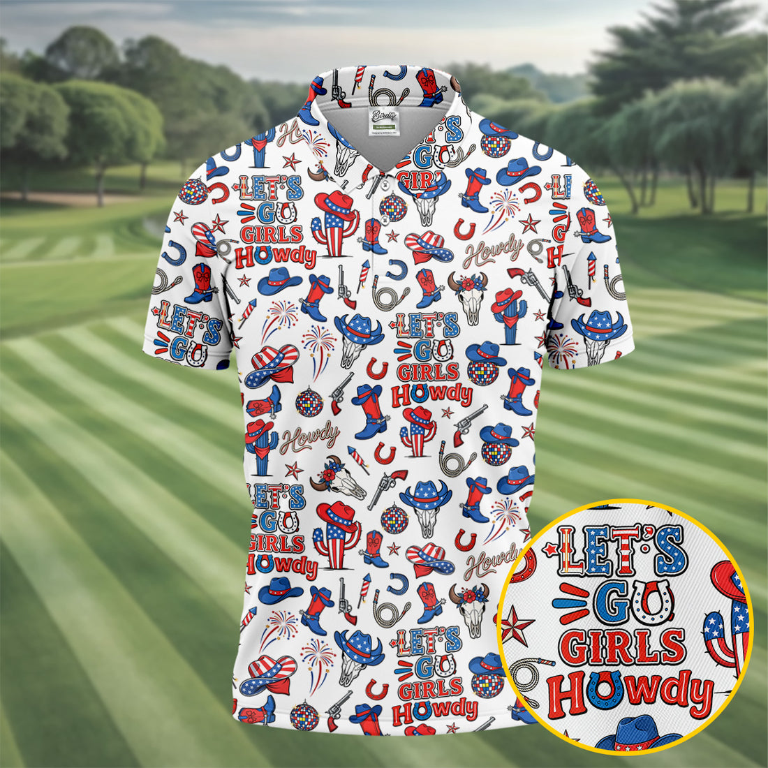 Let's Go Girl Howdy 250th Anniversary Western Cowboy Patriotic 4th Of July Golf Shirt, Golf Shirts For Men