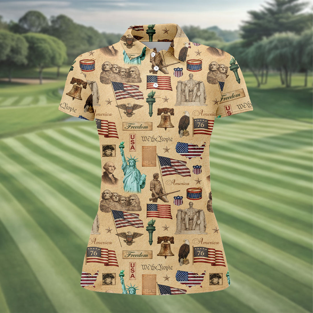 We The People America Freedom 250th Anniversary Vintage Golf Shirt, Patriotic 4th Of July Golf Shirt For Women