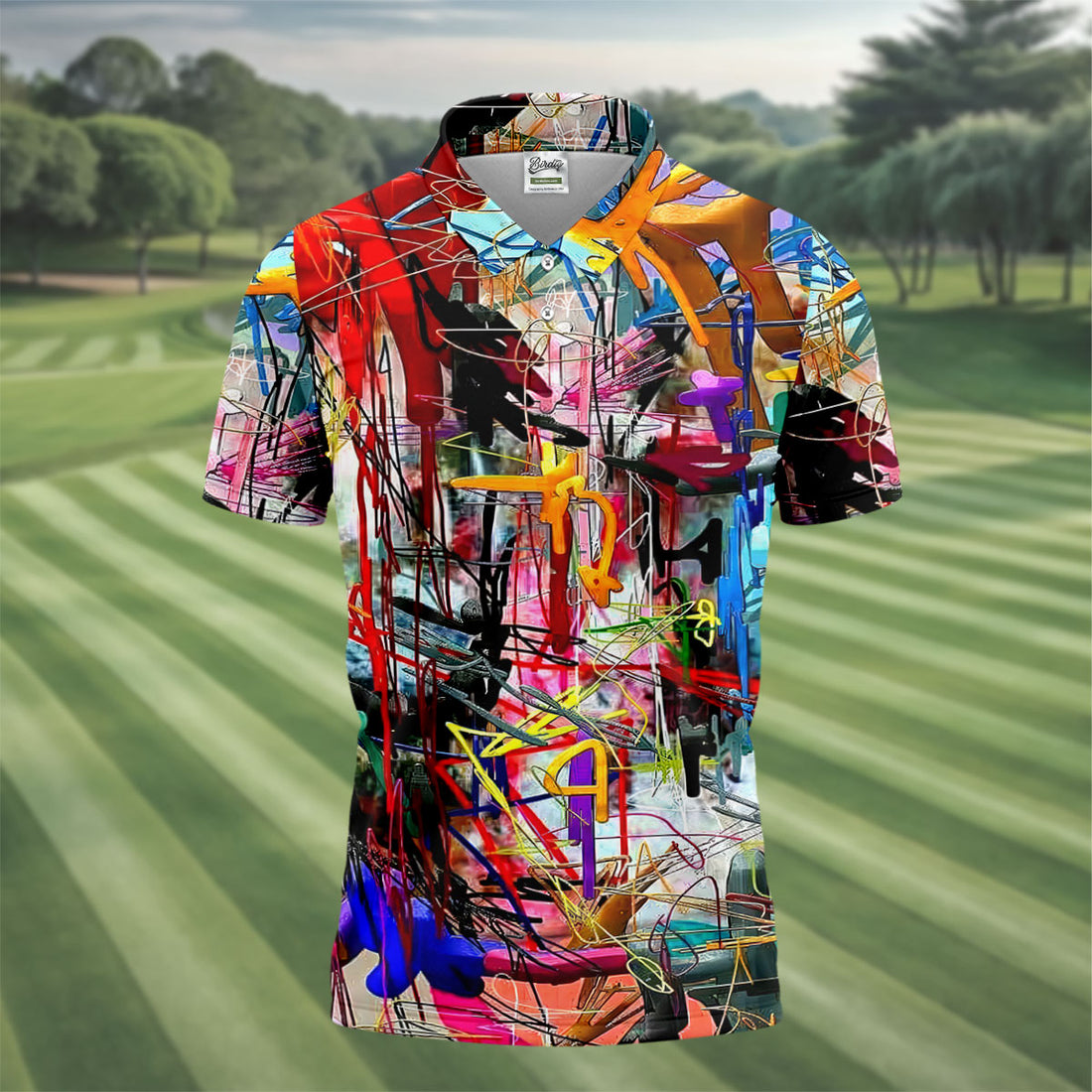 Colorful Abstract Graffiti Street Art Golf Shirt, Mens Golf Polo, Golf Apparel For Men