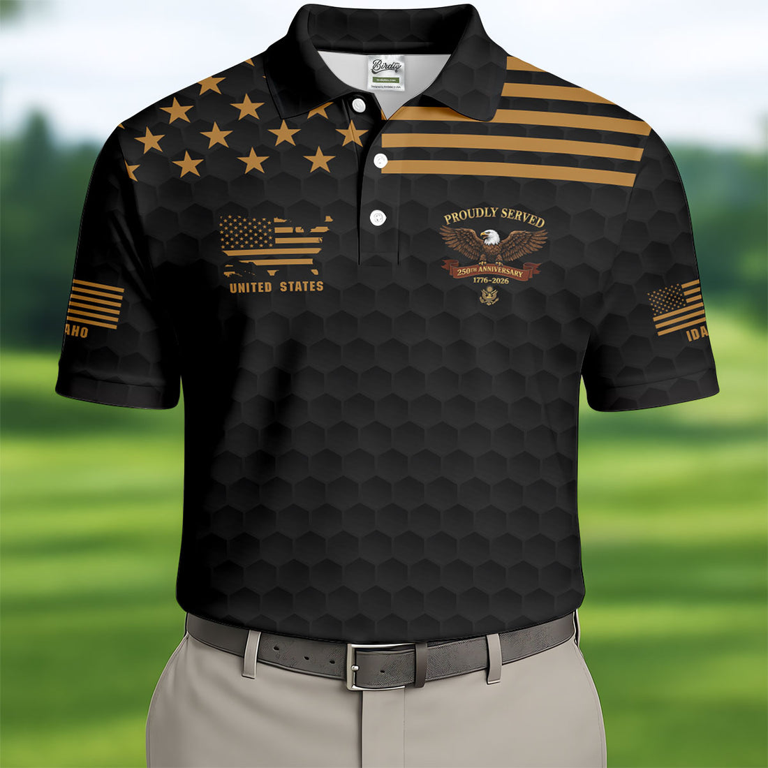 Proudly Served 250th Anniversary Patriotic Golf Shirt, 4th Of July Golf Shirts For Men