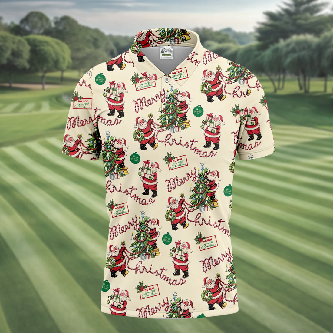 Merry Christmas Santa Mens Christmas Polo Shirt, Golf Tops For Men, Polo Shirts For Men, Christmas Golf Shirt