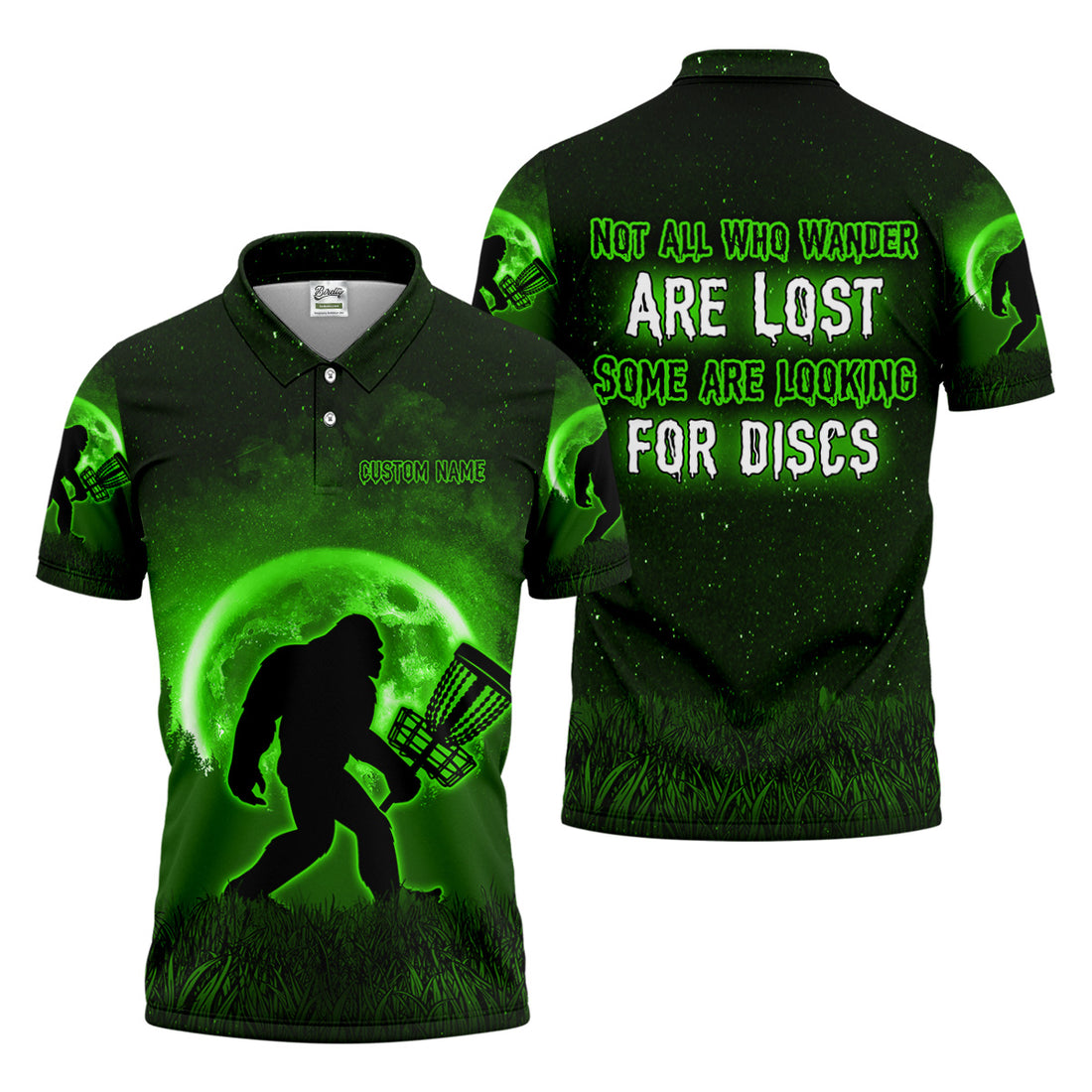 Not All Who Wander Are Lost Bigfoot Disc Golf Shirt, Personalized Golf Shirt, Funny Golf Polo Shirt