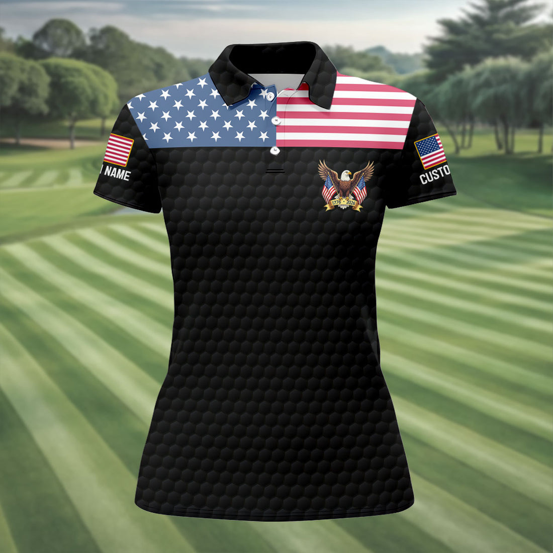 Patriotic Veteran Golf Shirt, American Flag 's Polo Shirt, Memorial Day And 4th Of July Golf Shirt For Women