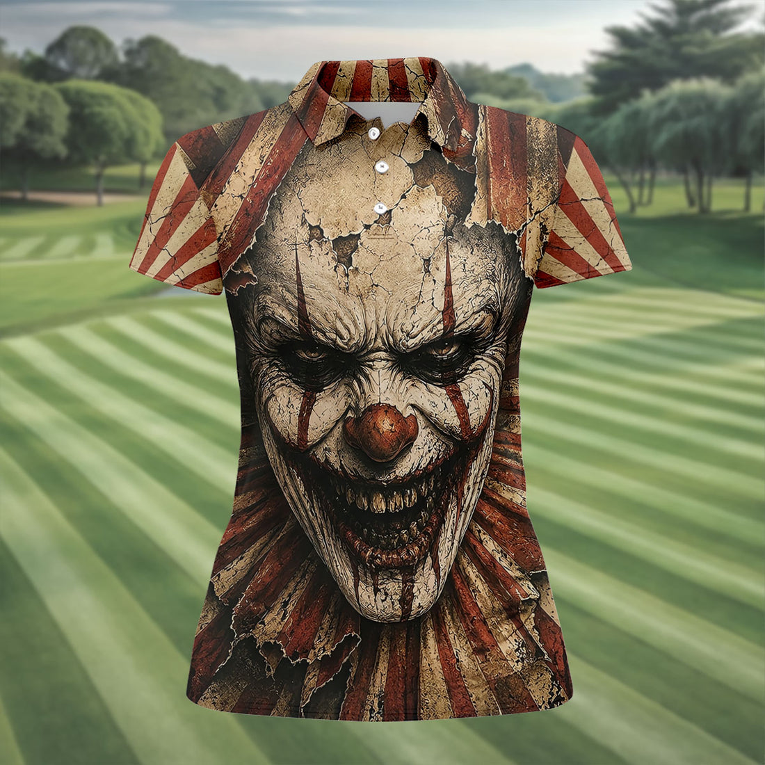 Vintage Circus Horror Character Halloween Shirt, Golf Shirts For Women, Women's Golf Polo
