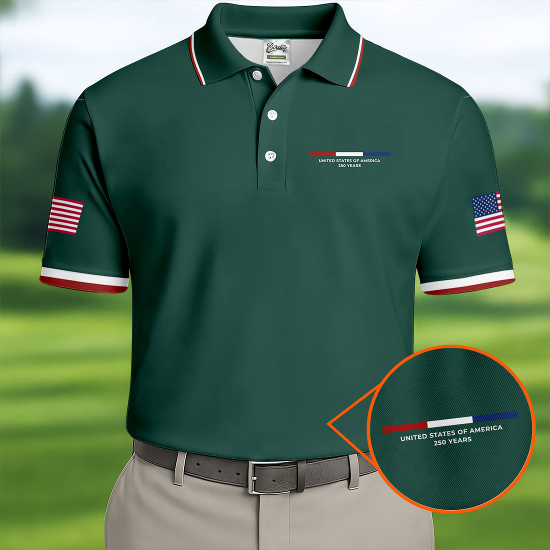 United States Of America 250 Years Green Golf Shirt, Patriotic Golf Shirt, Golf Shirts For Men