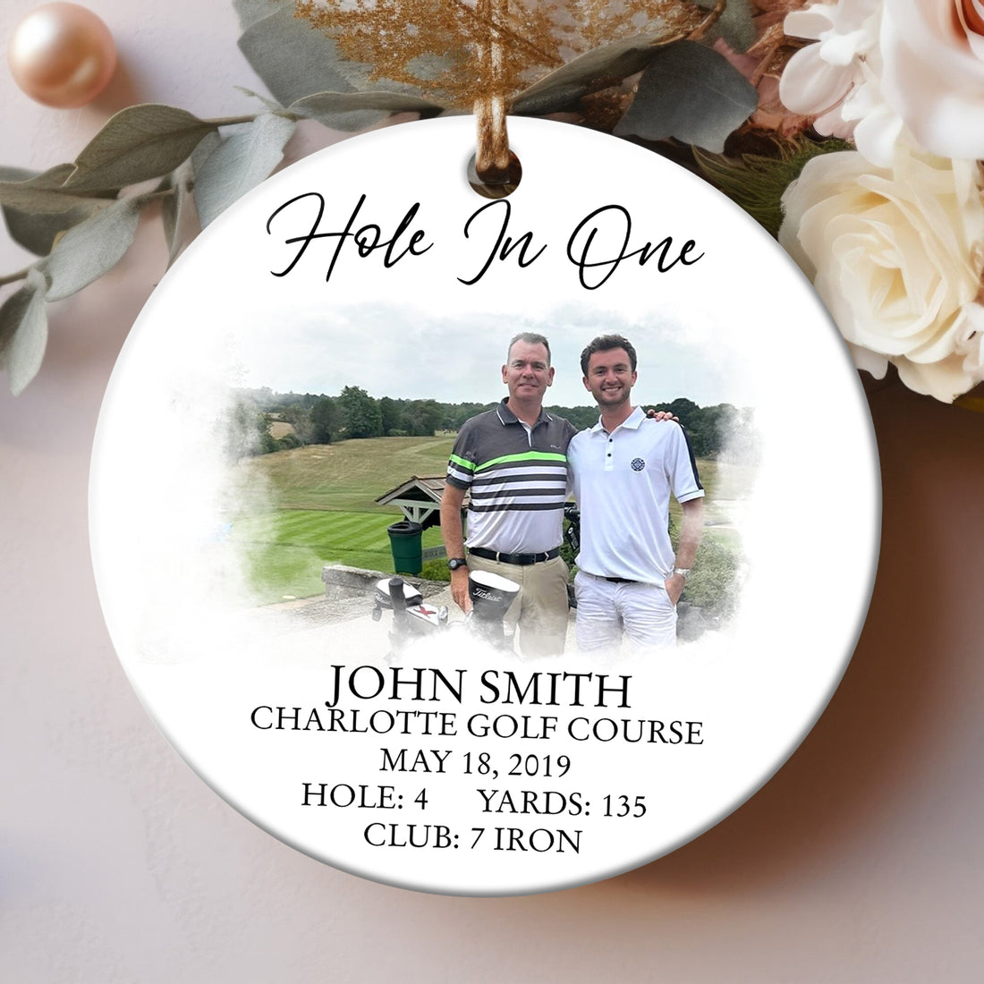 Hole In One Ceramic Ornament, Golf Christmas Ornaments, Christmas Golf Gift