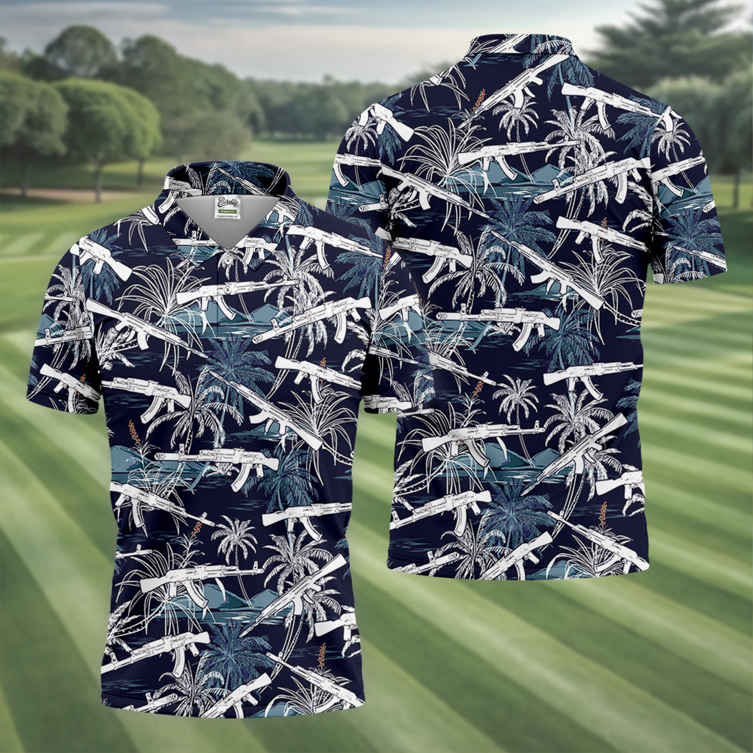 Dark Blue Color Army Theme Hawaiian Golf Polo, Golf Shirts For Men, Polo Shirts For Men